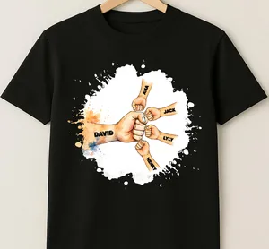 Father's Day Fist Bump Dad And Kids - Custom Names - Personalized Shirt