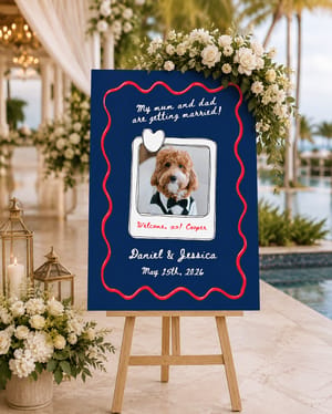 Personalized Dog Wedding Welcome Sign | Custom Printed Pet Wedding Board | "My Humans Are Getting Married" Sign
