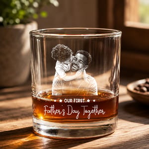 Custom Photo Pencil Sketch Best Dad Ever - Personalized Whiskey Glass
