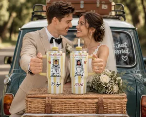 Personalized "Marriage Lets You Annoy" Stripe 40oz Tumbler Set