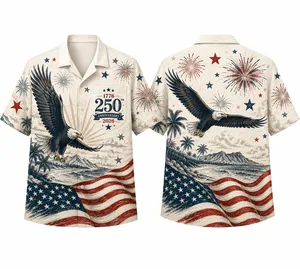 USA 250 Years of Freedom Hawaiian Shirt, Patriotic Eagle Flag 1776-2026 AOP Hawaii Shirt