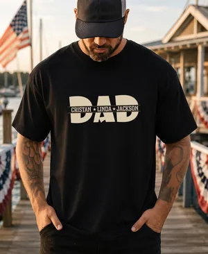 Custom Dad Shirt With Kids Names - Personalized Custom T Shirt - Father's Day Gift for Dad, Daddy