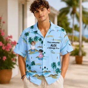 This Awesome Dad / Mom Belongs To Custom Kids Hawaiian Shirt - Personalized Kids Face Photo and Dad's / Mom's Name