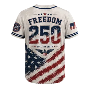 USA 250 Years Anniversary Baseball Jersey Shirt, Patriotic Liberty 1776-2026 4th of July Shirt