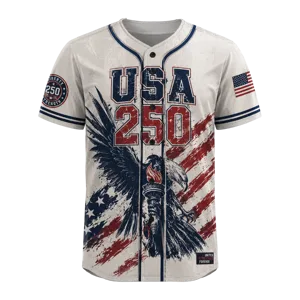 USA 250 Years Anniversary Baseball Jersey Shirt, Patriotic Liberty 1776-2026 4th of July Shirt