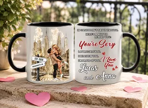 "In Case I Don't Say It Enough" Personalized City Couple Mug – Custom Names, Location & Date, Romantic Anniversary & Wedding Gift for Couples