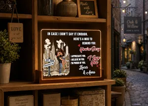 "In Case I Don't Say It Enough" Personalized City Couple Night Light – Custom Names, Location & Date, Wedding Couple Light Lamp