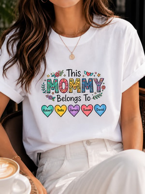 This Mommy Belongs To Personalized Kids Names Mother's Day T-Shirt