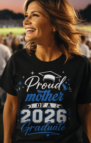 Proud Mother Of A 2026 Graduate Black T-Shirt – Graduation Mom Gift Shirt
