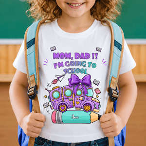 Personalized Back to School T-Shirt for Kids – Mom, Dad!! I'm Going to School Custom Name Tee