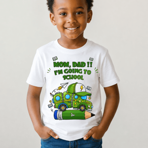 Personalized Back to School T-Shirt for Kids – Mom, Dad!! I'm Going to School Custom Name Tee
