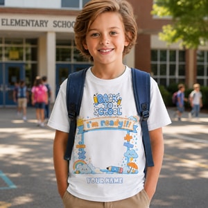 Personalized Back to School Sunflower Photo Frame Teacher Shirt – Custom Name & Photo T-Shirt