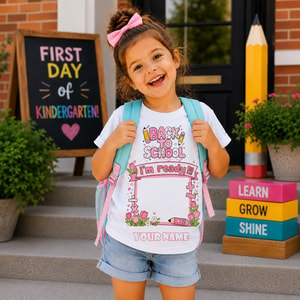 Personalized Back to School Sunflower Photo Frame Teacher Shirt – Custom Name & Photo T-Shirt
