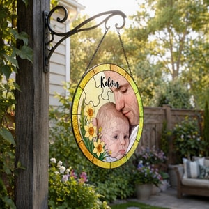 Birth Flower Custom Baby Photo Suncatcher
