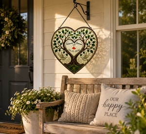 Custom Stained Glass Wedding Tree Suncatcher Gift For Couple