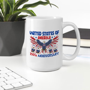 United States of America 250th Anniversary Mug | Patriotic Eagle Coffee Mug | USA 1776-2026 Celebration Cup | Fourth of July Gift | American Pride Mug