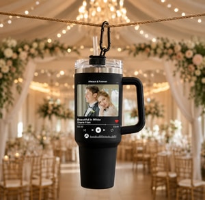 Personalized Photo Music Plaque Coffee Tumbler For Wedding Songs
