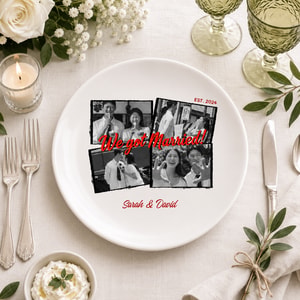 Forever in Every Snapshot – Personalized Wedding Photo Keepsake Plate with Custom Names & Date
