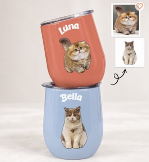 Personalized Custom Pet Photo Tumbler Dog & Cat Portrait with Name Travel Coffee Tumbler