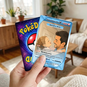 Personalized Dad Card Father's Day Gift Custom Photo Card Pokemon Inspired Keepsake for Dad from Kids
