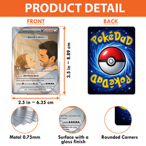 Personalized Dad Card Father's Day Gift Custom Photo Card Pokemon Inspired Keepsake for Dad from Kids