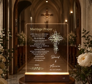 Christian Marriage Prayer LED Night Light Wedding Gift for Newlyweds