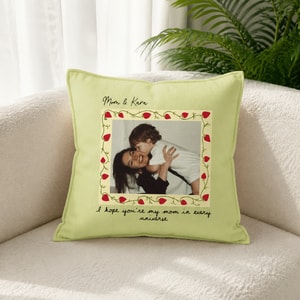 A Hug She Can Keep Forever – Personalized Photo Pillow for Mom with Custom Picture & Names, Mother's Birthday Gift, Personalized Throw Pillow, Multi-Color Cushion Cover