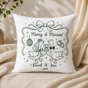 Personalized Goose Wedding Pillow – Romantic Couple Cushion for Home Decor