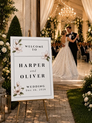 Personalized Floral Wedding Welcome Sign