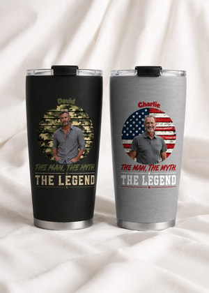 Custom Photo Tumbler The Man The Myth The Legend Personalized Name Travel Cup
