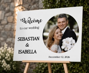 Personalized Photo Wedding Welcome Sign - Custom Shape Board