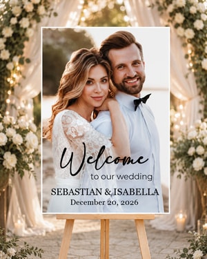 Personalized Photo Wedding Welcome Sign - Custom Shape Board