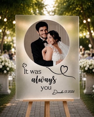 Personalized Photo Wedding Welcome Sign - Custom Shape Board