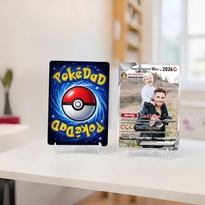 Personalized Best Dad Ever Photo Card – Custom Father's Day Trading Card Gift for Dad from Kids, Funny Dad Jokes Keepsake, Custom Photo & Names