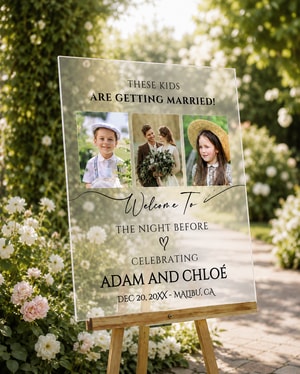 These Kids Are Getting Married Poster, The Night Before Welcome Sign, Custom Rehearsal Dinner Sign with Photos, Then and Now Wedding Board