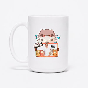 Personalized Back to School Cat Ceramic Mug with Photo & Name | Custom Kids Coffee Mug | 11oz & 15oz