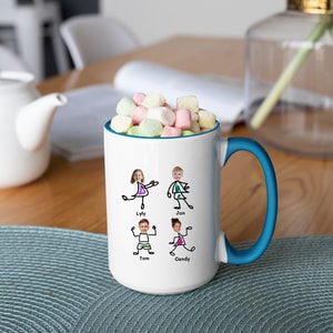 Custom Kids Photo Face Mug for Dad – Personalized Photo Stick Figure Mug, Father's Day Gift from Kids