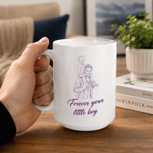 Personalized Father & Son Photo Sketch Coffee Mug | Custom Gift for Dad from Son | Father's Day Ceramic Mug