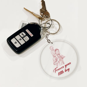 Personalized Father & Son Keychain – Acrylic Photo Keyring Gift for Dad, Custom Memorial/Family Keepsake
