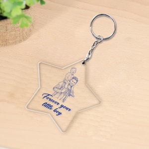 Personalized Father & Son Keychain – Acrylic Photo Keyring Gift for Dad, Custom Memorial/Family Keepsake