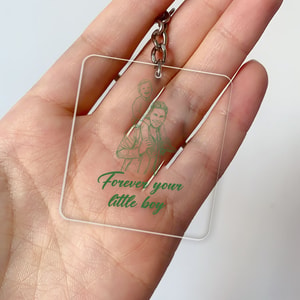 Personalized Father & Son Keychain – Acrylic Photo Keyring Gift for Dad, Custom Memorial/Family Keepsake