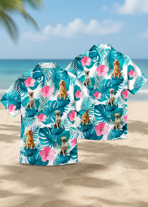 Custom Pet Hawaiian Shirt Personalized Dog and Cat Photos Tropical Vacation Shirt