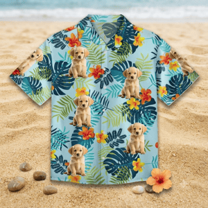 Custom Pet Hawaiian Shirt Personalized Dog Photo Tropical Vacation Shirt