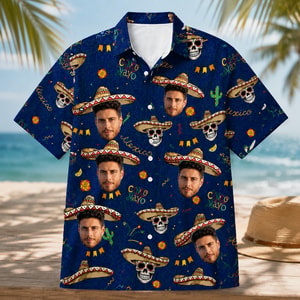 Cinco de Mayo Custom Hawaiian Shirt, Upload Your Face Picture, Personalized Aloha Shirt