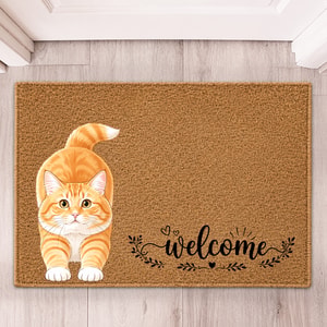 Welcome Pet Portrait Watercolor Art Welcome Mat - Personalized Doormat
