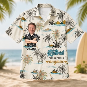 Custom Face Hawaiian Shirt, Personalized Retirement Shirt, Upload Your Photo and Name