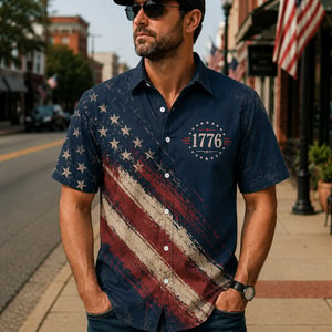 Vintage 250 Years American Flag Hawaiian Shirt, 1776–2026 Patriotic Eagle Shirt, USA Freedom AOP Hawaii Shirt