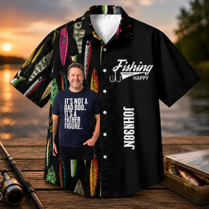 Custom Fishing Hawaiian Shirt, Personalized Photo and Name, Fishing Lover Gift