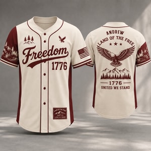Personalized USA 250 Years Baseball Jersey Shirt, Custom Name Number Patriotic 4th of July Shirt