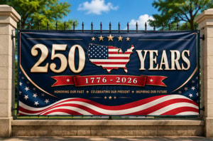 USA 250 Years 1776–2026 Banner Flag | Happy 250th Birthday USA | Patriotic 4th of July Banner
